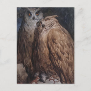 Carte Postale Deux Chouettes par Gustave Dore