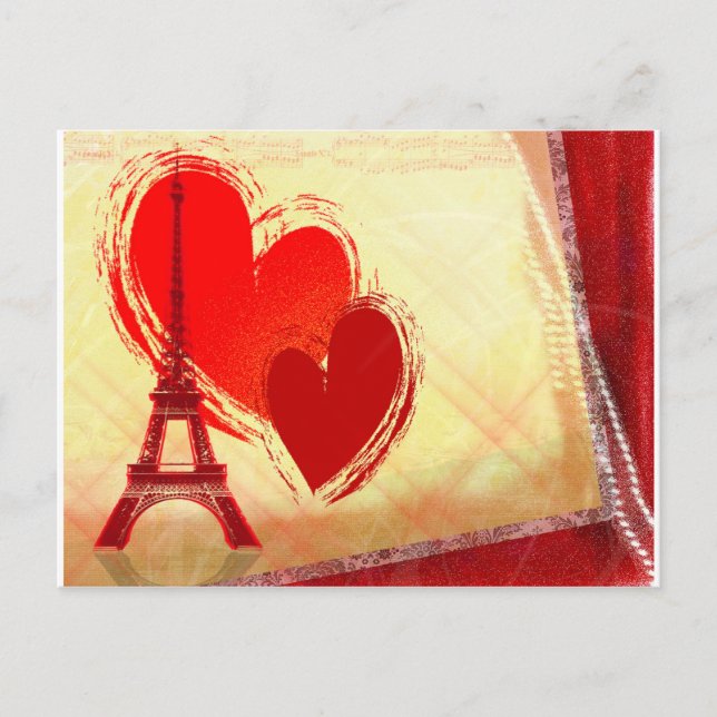 Carte Postale Deux coeurs à Paris (Devant)