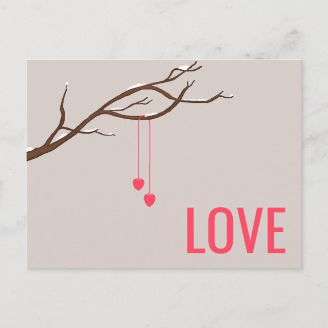 Carte Postale Deux Coeurs dans un arbre La Saint Valentin (Devant)