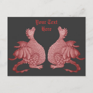 Carte Postale deux créatures mythiques fantastiques mignons drag