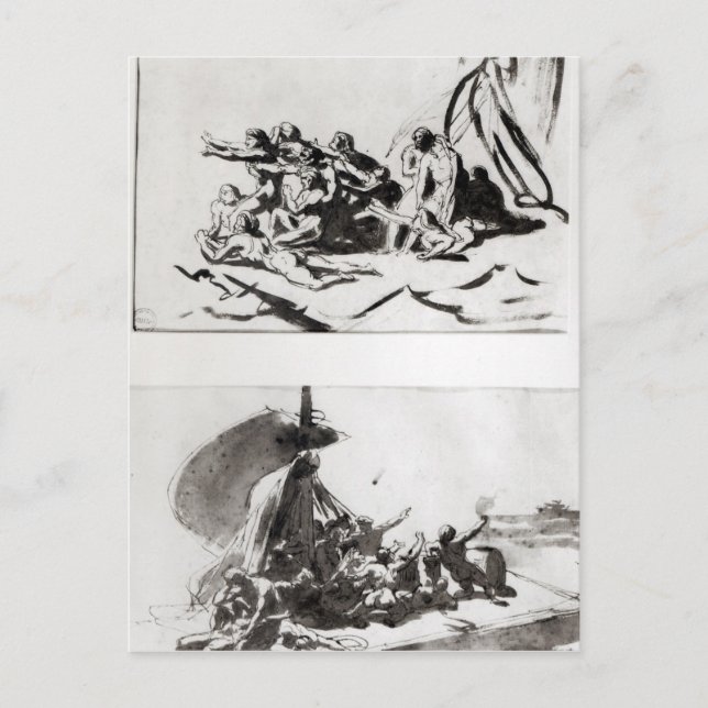 Carte Postale Deux croquis pour The Raft of the Medusa, vers 181 (Devant)