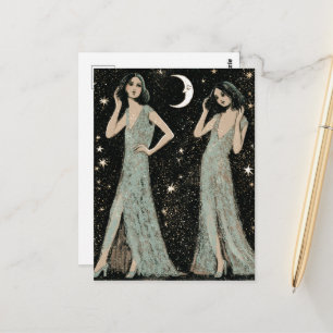 Carte Postale Deux dames dansent au clair de lune
