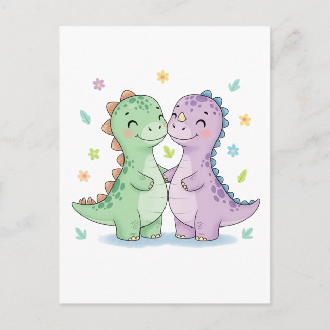 Carte Postale Deux Dinosaures Meilleur Ami (Devant)