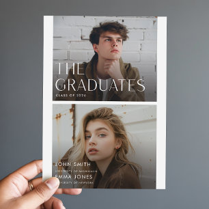 Carte Postale Deux diplômés conjoints annoncent une double remis