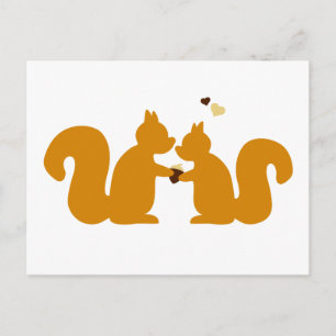 Carte Postale Deux écureuils amoureux