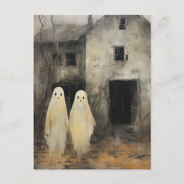Carte Postale Deux fantômes peinture vintage (Devant)