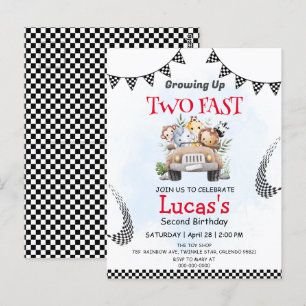 Carte Postale Deux Fast sauvage Safari voiture de course 2e fête