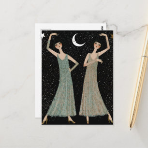 Carte Postale Deux femmes dansant au clair de lune