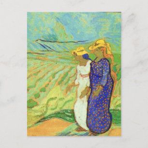 Carte Postale Deux femmes traversent les champs par Vincent van 
