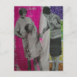 Carte Postale Deux femmes vintage et un collage de fille sur une