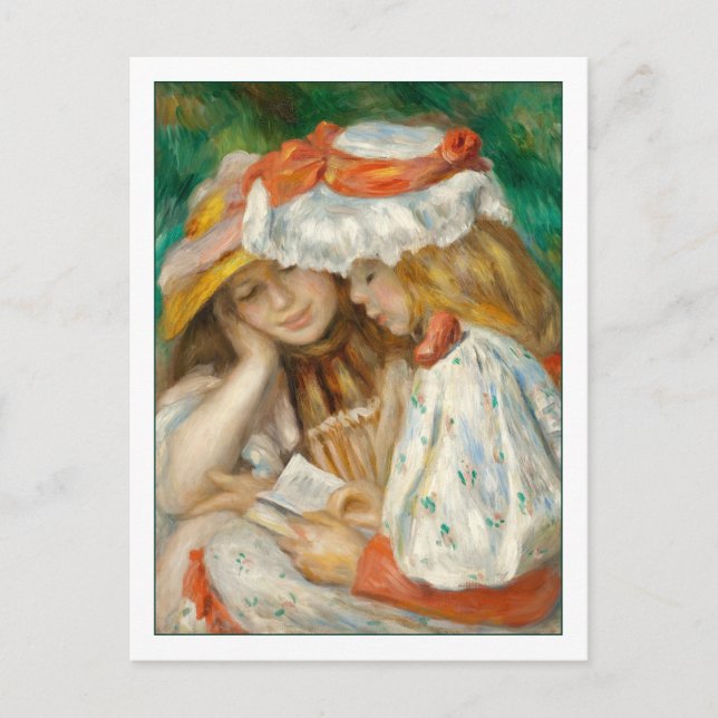 Carte Postale Deux filles Lecture par Renoir (Devant)