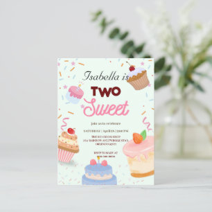 Carte Postale Deux gâteaux sucrés Sprinkle 2e anniversaire fille