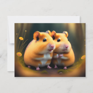 Carte Postale Deux hamsters en amour