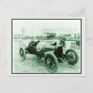 Carte Postale Deux hommes en voiture de course antique n° 6 Indy