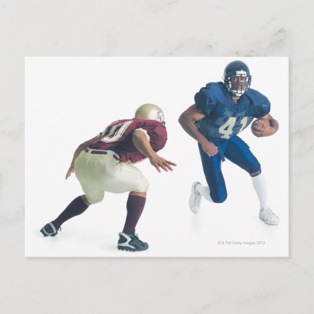 Carte Postale deux joueurs de football des équipes opposées (Devant)