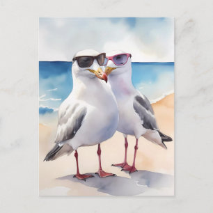 Carte Postale Deux Mignons Mouettes En Amour