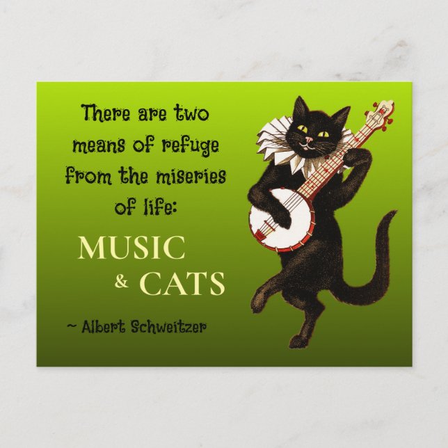Carte Postale Deux moyens de refuge Musique Chats Schweitzer (Devant)