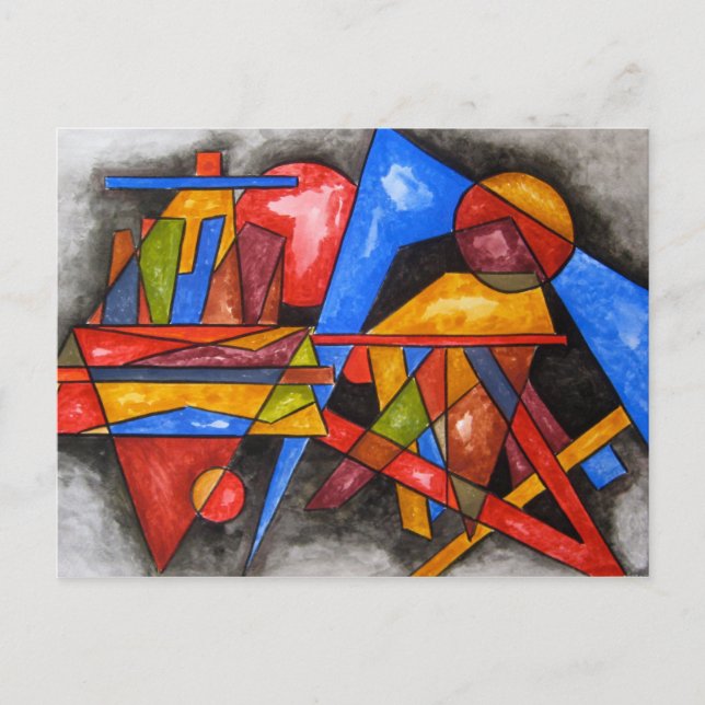 Carte Postale Deux navires - Bauhaus moderne Art géométrique (Devant)