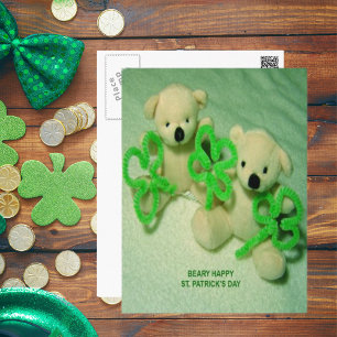 Carte Postale Deux Nounours avec Shamrock