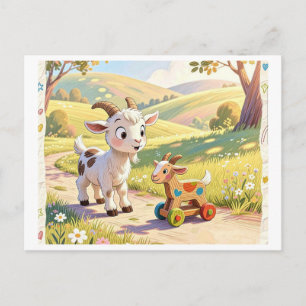 Carte Postale Deux petites chèvres. Rencontre amusante