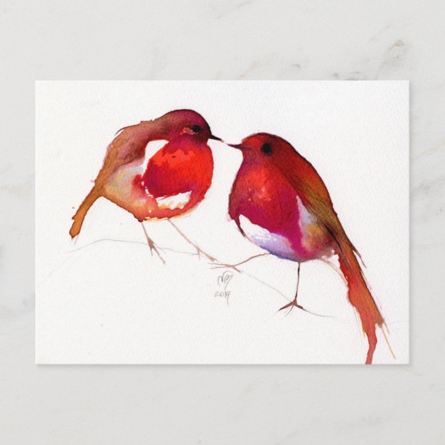 Carte Postale Deux petits oiseaux d'encre 2014 (Devant)