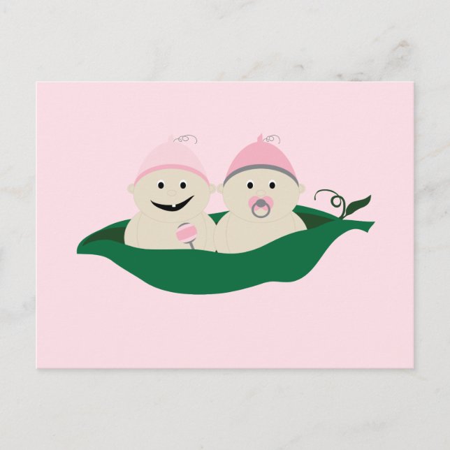 Carte Postale Deux petits pois dans un pod Twins Baby Girls (Devant)