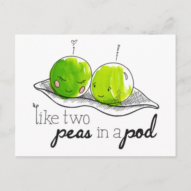 Carte Postale Deux petits pois dans un pois (Devant)