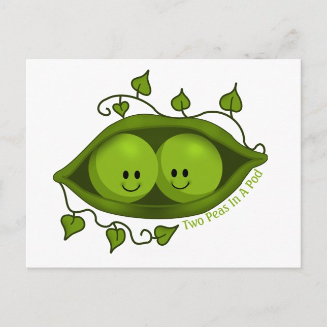 Carte Postale Deux petits pois dans une cosse (Devant)