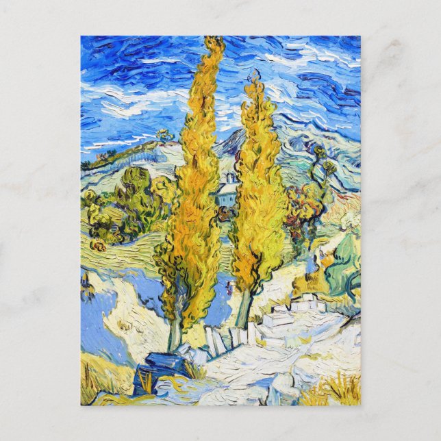 Carte Postale Deux peupliers sur une colline Vincent van Gogh (Devant)