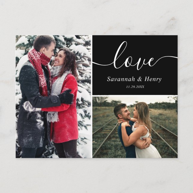 Carte Postale Deux photos de collage Amour Noir Script (Devant)