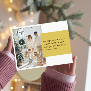 Carte Postale Deux photos de famille pour Noël Jaune Joyeuses