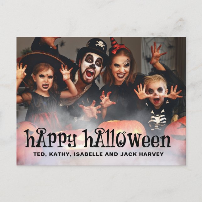 Carte Postale Deux photos Happy Halloween Famille (Devant)