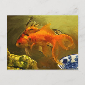 Carte Postale Deux poissons rouges