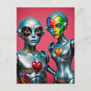 Carte Postale Deux robots dans la Fierté de l'amour