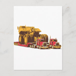 Carte Postale Deux semi-gros camions transportant un énorme cami