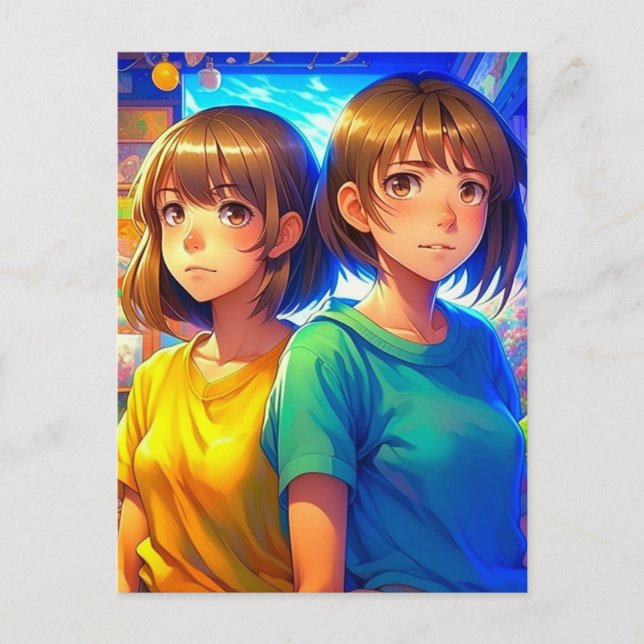 Carte Postale Deux soeurs | Anime Girls (Devant)