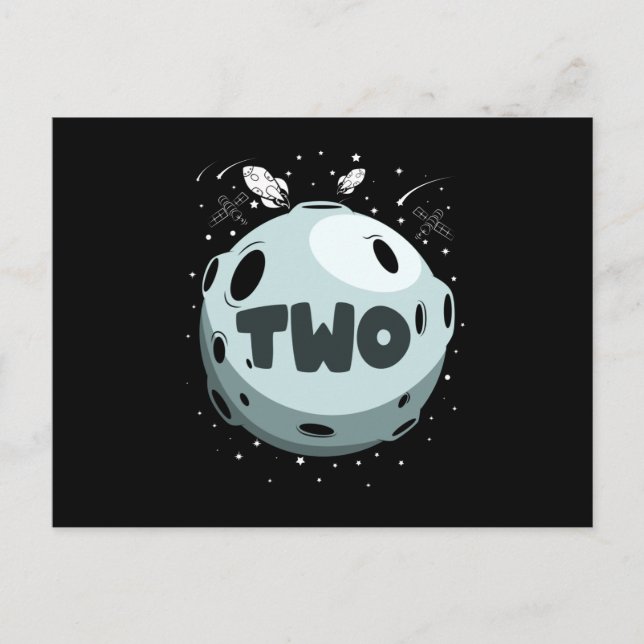 Carte Postale DEUX SUR LA LUNE 2e Anniversaire Tout-Petit 2 Ans (Devant)