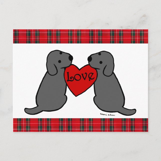 Carte Postale Deux Tartan noir labradaire (Devant)