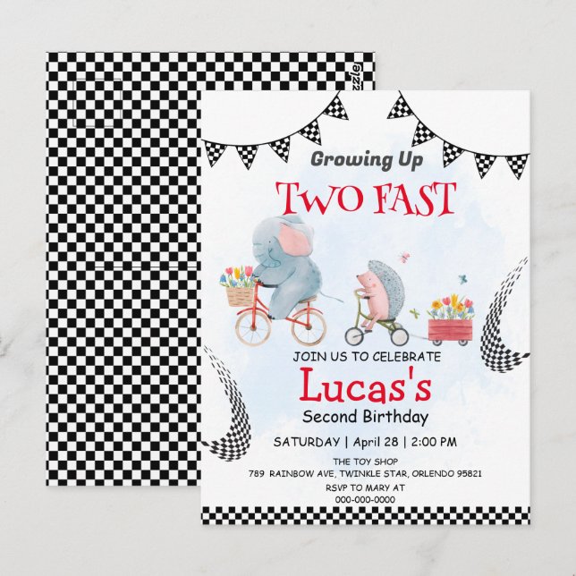 Carte Postale Deux vélo de porc-épic sauvage rapide 2e fête d'an (Devant / Derrière)