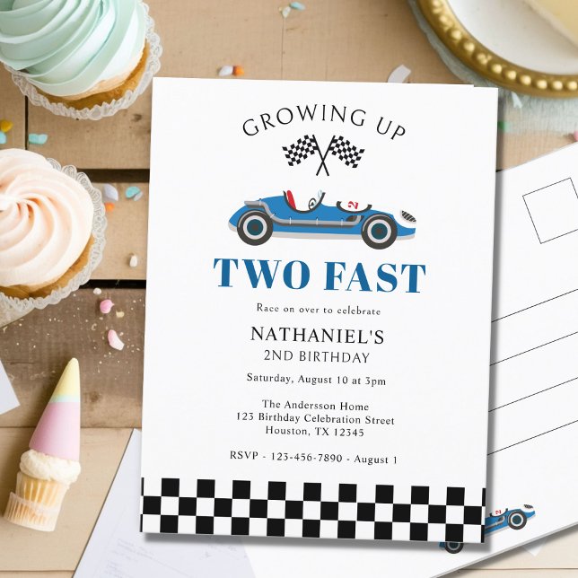 Carte Postale Deux voitures de course rapide 2e anniversaire (Créateur téléchargé)