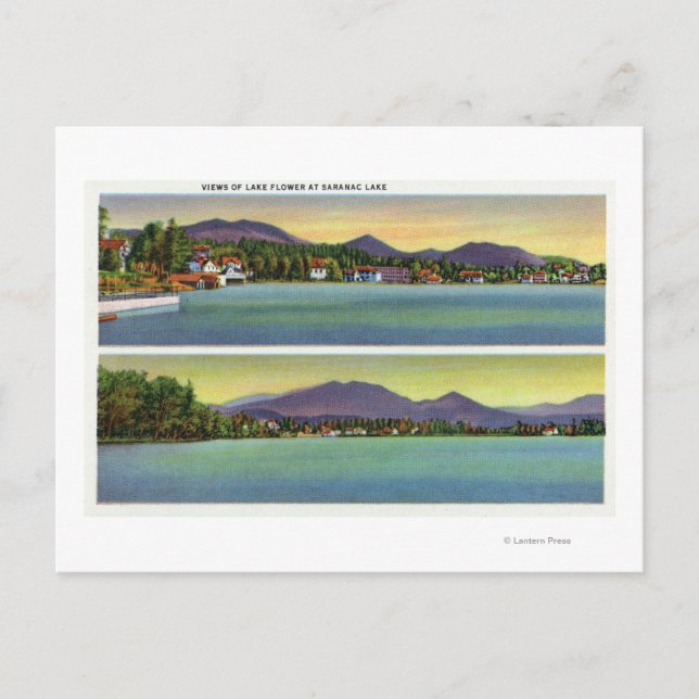 Carte Postale Deux vues sur le lac Flower (Devant)