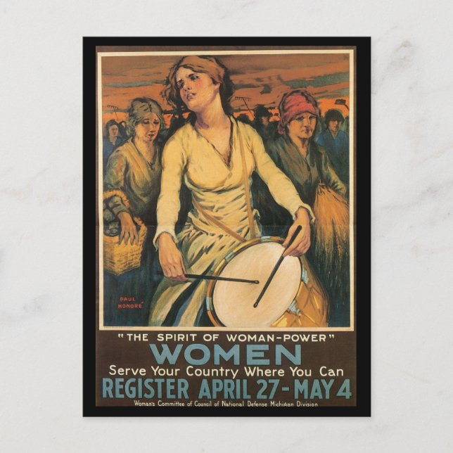 Carte Postale Deuxième Guerre mondiale, puissance féminine (Devant)