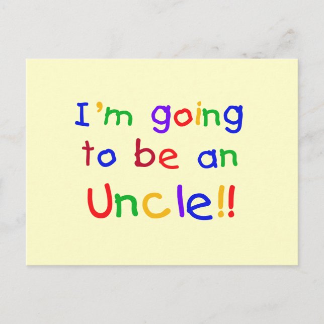 Carte Postale Devenir un oncle Couleurs primaires Texte (Devant)
