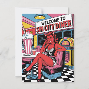 Carte Postale Devilish Woman at the Sin City Diner Comic Book