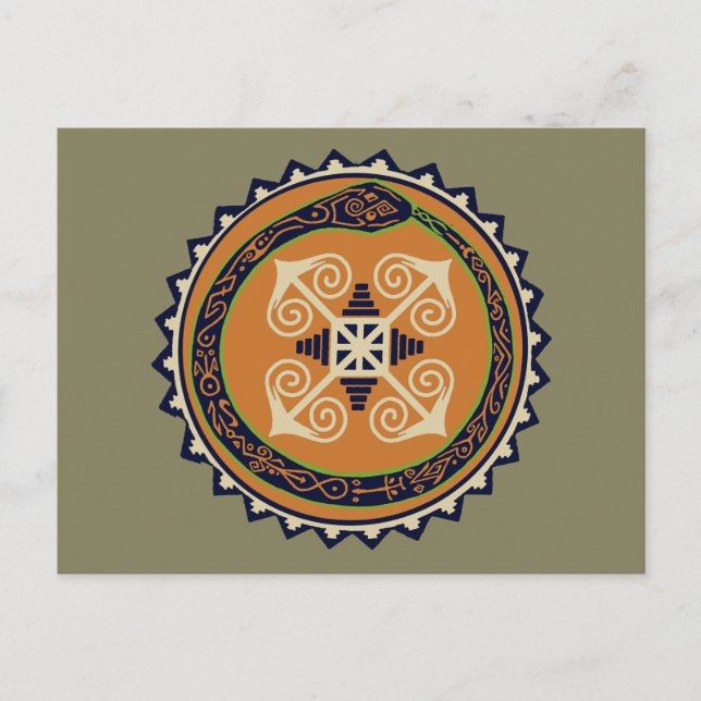 Carte Postale Devine Fire Wheel avec Ouroboros Snake VooDoo (Devant)