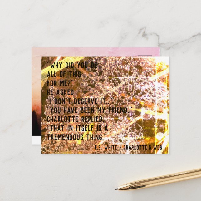 Carte Postale Devis d'amitié personnalisable - Charlotte's Web (Devant/Arrière en situation)