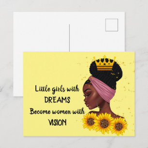 Carte Postale Devis d'autonomisation de la fille noire de rêve