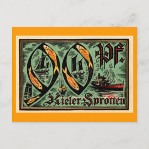 Carte Postale Devise allemande "Kieler Sprotten" après la Premiè