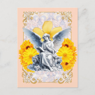 Carte Postale Dévotion dorée - Ange tournesol