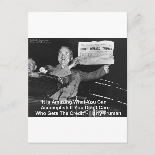 Carte Postale Dewey Beats Truman Funny Cadeaux Boutons Tee - shi (Devant)